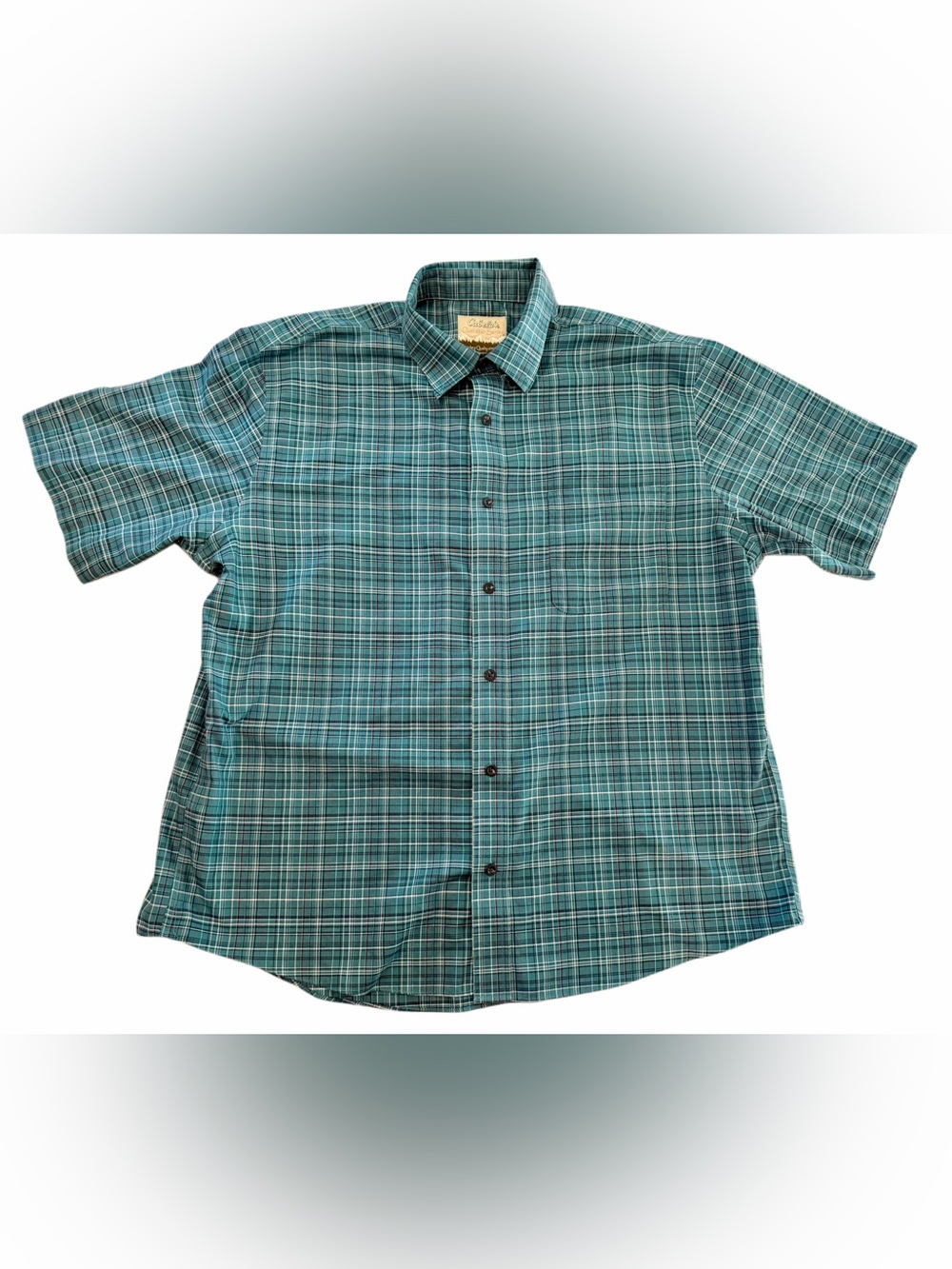 Cabela’s Outfitter Series XL Green Plaid Short Sleeve Button Down Shirt